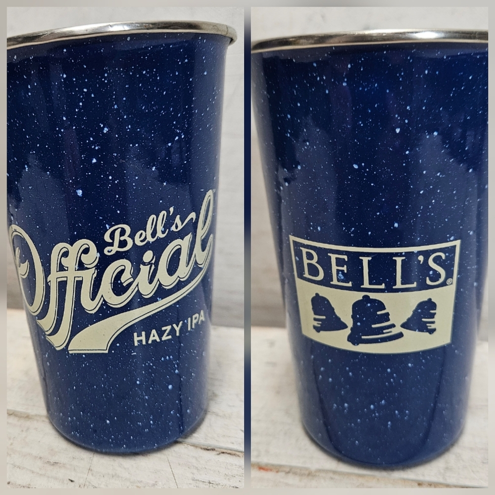 BELL'S Brewery Official Hazy IPA Enamelware Camping Pint Cup Glass Metal Bells